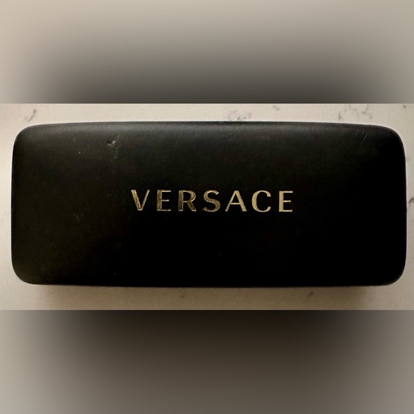 Versace Hard Eyeglasses Sunglasses Case Black | Gold embossed Letters | Preowned - Picture 1 of 8